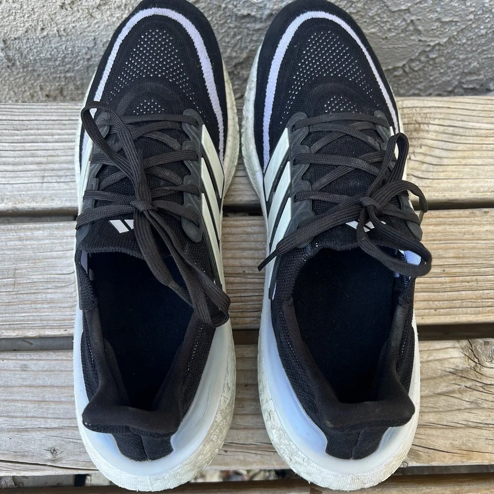 Adidas Shoes Men Size 12 UltraBoost Light Black White Boost Sneakers